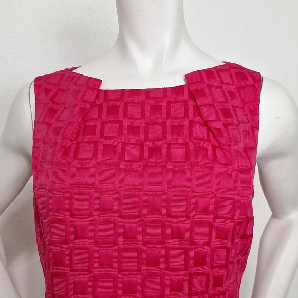 Madison Leigh Pink Preppy Square Pattern Romantic Sleeveless Sheath Dress Sz 12P - Picture 2 of 9